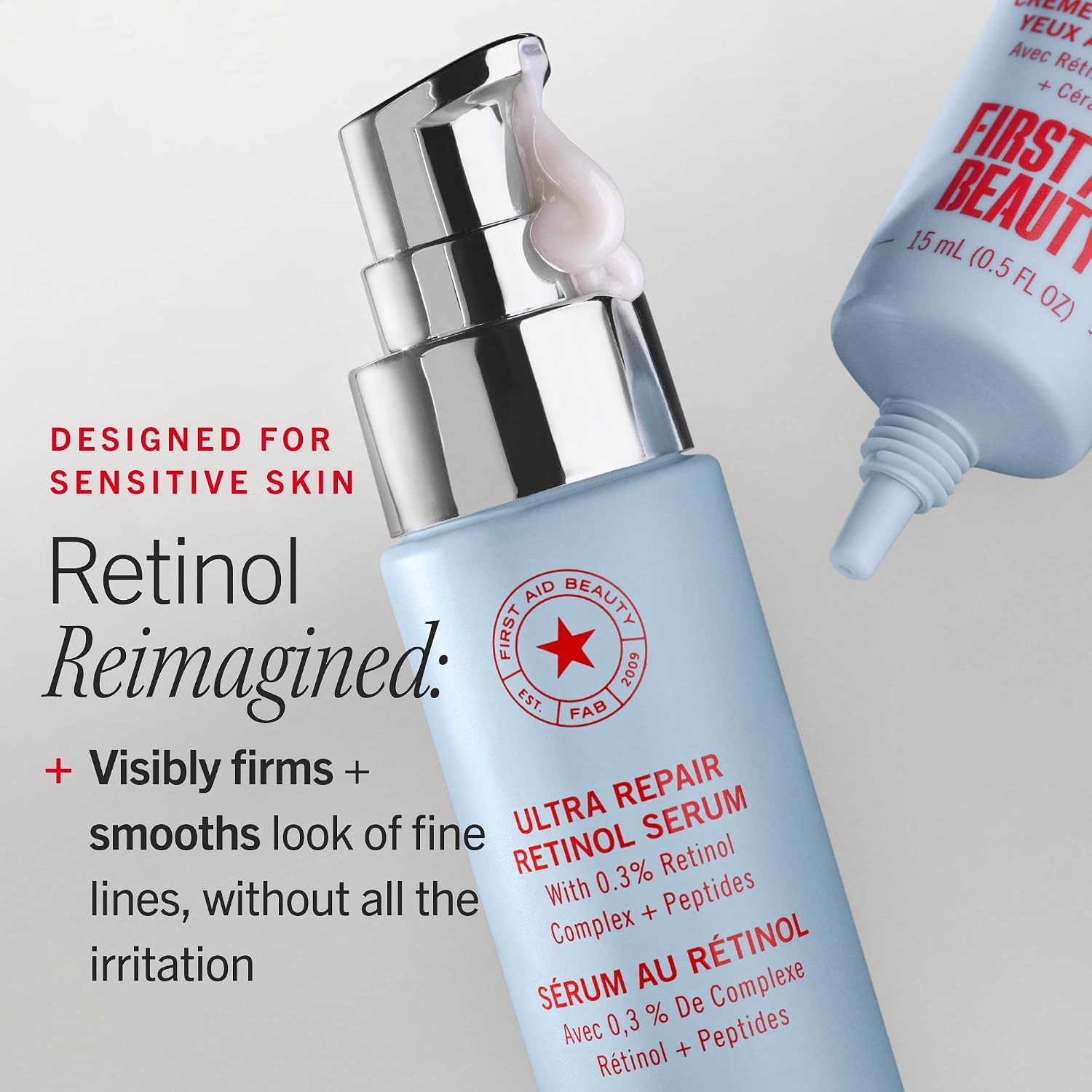 image:imageFirst Aid Beauty Retinol Eye Cream with Squalane Ceramides Encapsulated Retinol Serum for Delicate Skin Helps Improve Appearance of Fine Lines and WrinklesNew