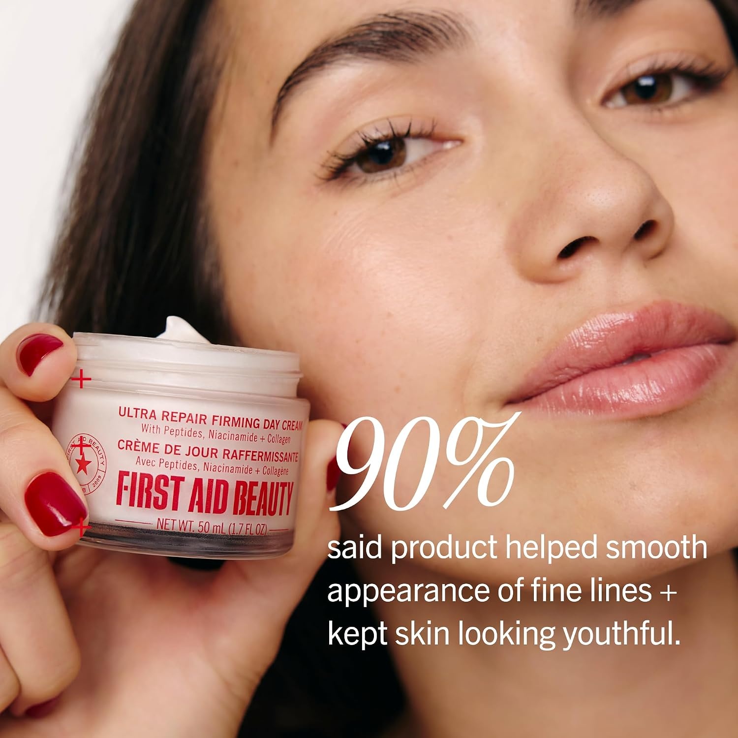 image:imageFirst Aid Beauty Firming Collagen Cream with Peptides Niacinamide AntiAging Face Moisturizer Reduce Fine Lines and Wrinkles NonComedogenicDay Cream