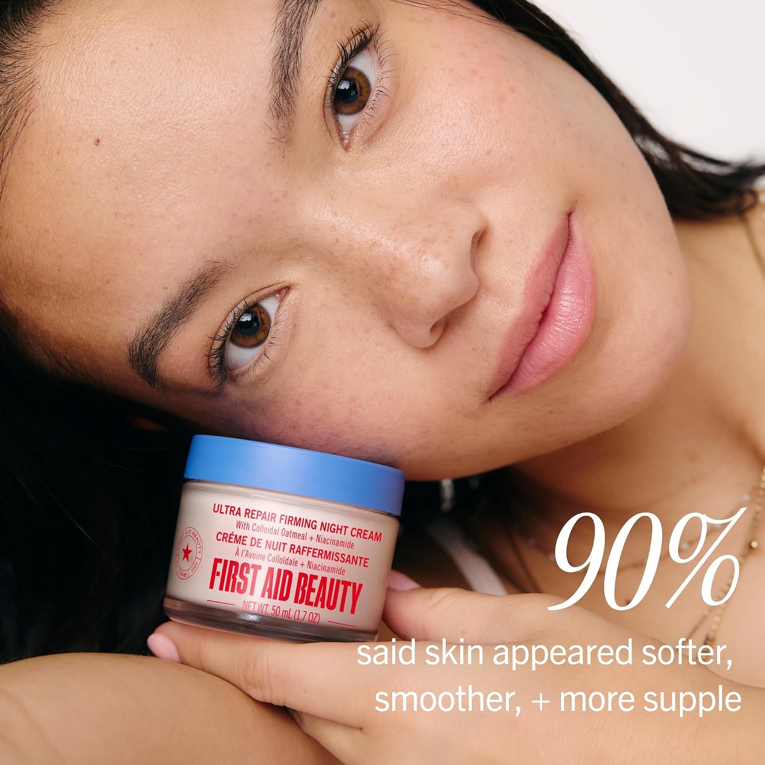 image:imageFirst Aid Beauty Firming Collagen Cream with Peptides Niacinamide AntiAging Face Moisturizer Reduce Fine Lines and Wrinkles NonComedogenicNight Cream