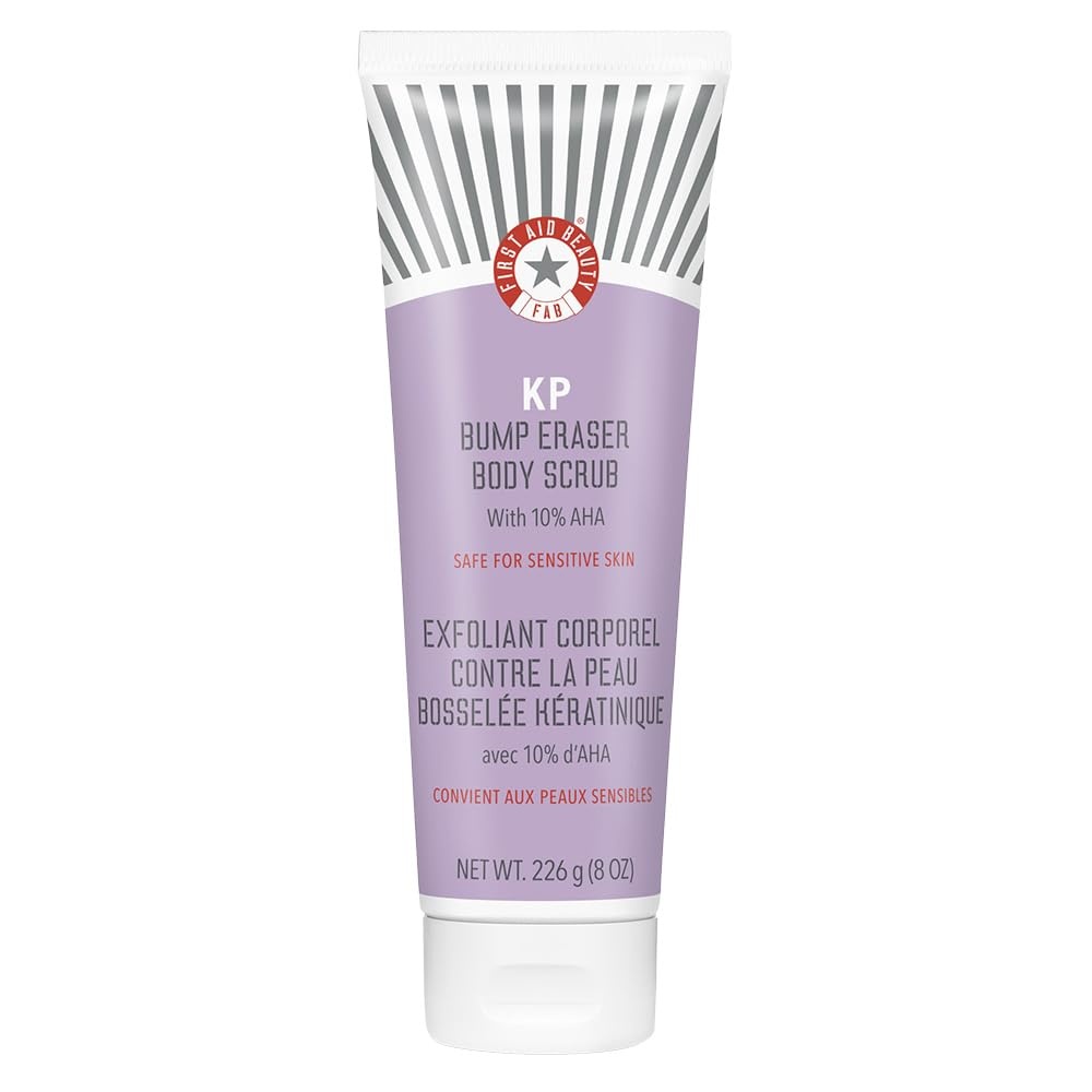 image:imageFirst Aid Beauty KP Bump Eraser Body Scrub with 10 AHA DermatologistTested Keratosis Pilaris Exfoliator Support for Rough Bumps Uneven Skin Texture amp Strawberry Skin Sensitive Skin8 Ounce Pack of 1