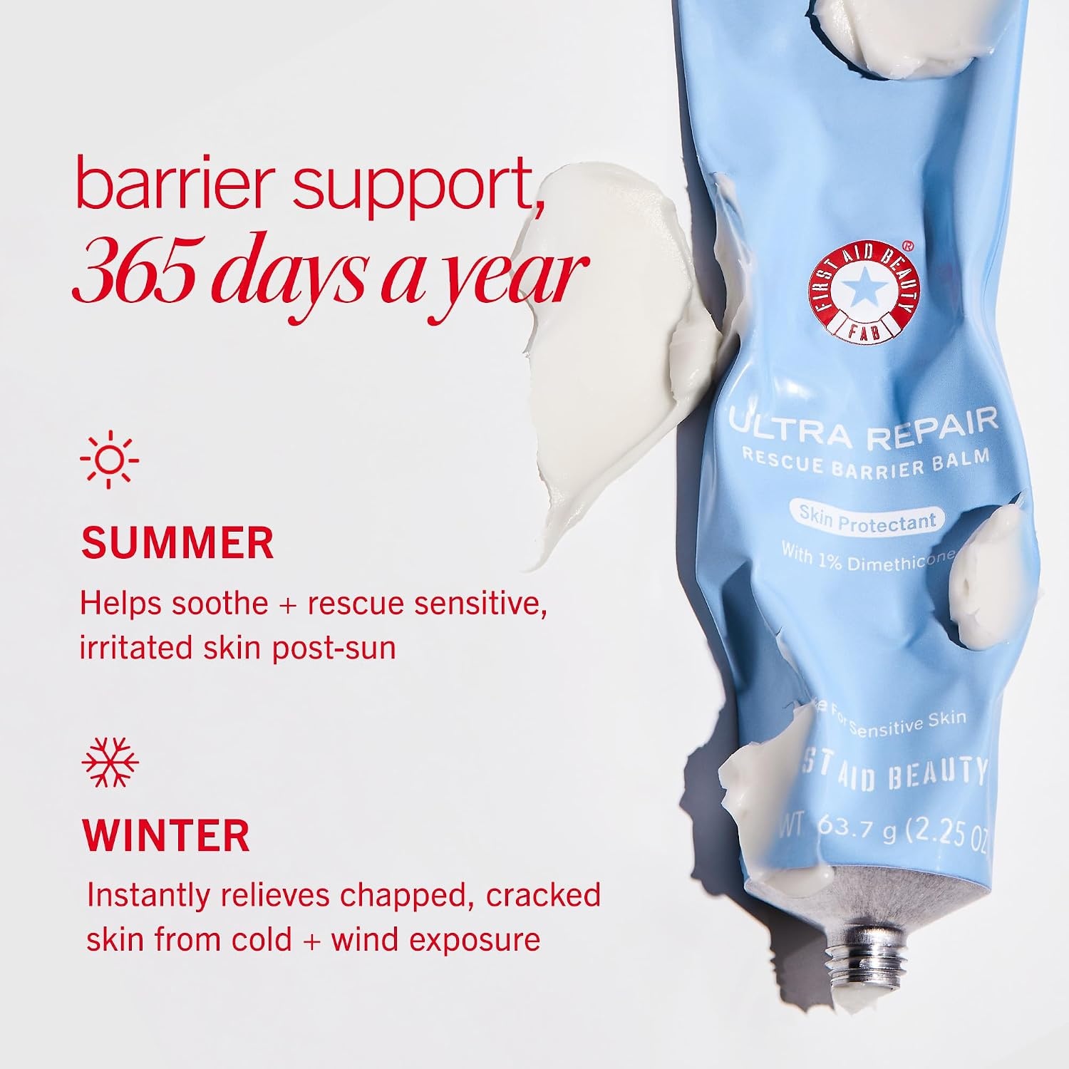 image:imageFirst Aid Beauty Ultra Repair Rescue Barrier Balm 225 oz 1 Dimethicone OTC Skin Protectant Fragrance Free Relieves Dry Red Cracked amp Irritated Skin Sensitive Skin Safe