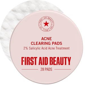 First Aid Beauty Daily Facial Treatment Pads, AHA Exfoliating, Hydrating Barrier Support & Salicylic Acid Acne Pads, Sensitive Skin Safe(28 Count (Pack of 1))