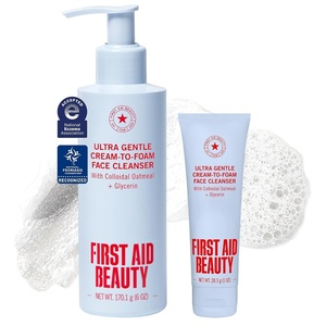 First Aid Beauty Ultra Gentle Cream-to-Foam Facial Cleanser,Makeup Removing Face Wash with Colloidal Oatmeal & Glycerin, Sensitive & Acne-Prone Skin(7 Fl Oz (Pack of 1))
