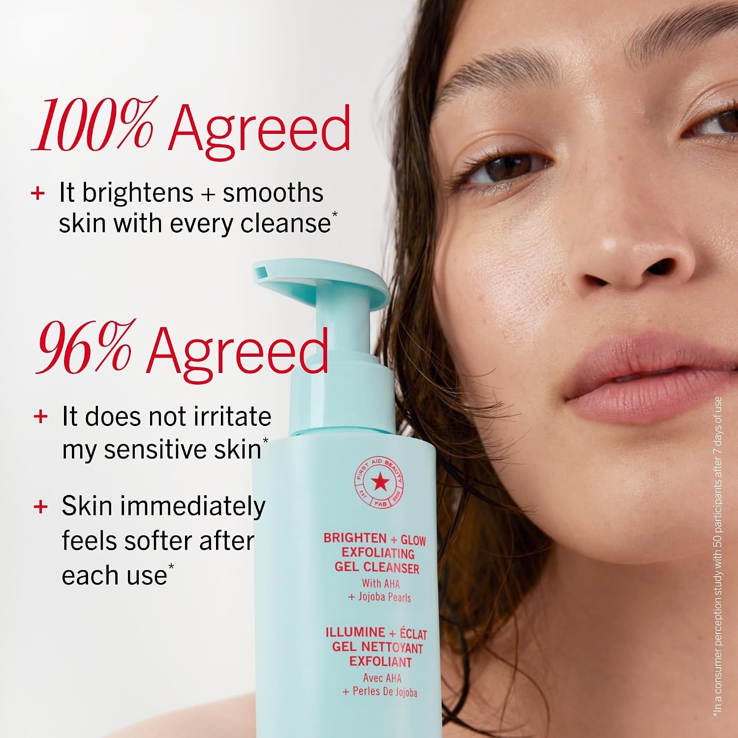 image:imageFirst Aid Beauty Brighten Glow Exfoliating Gel Cleanser Daily AHA Face Wash with Lactic Acid Niacinamide amp Jojoba Pearls Gentle Exfoliator for Sensitive Skin Brightens amp Smooths