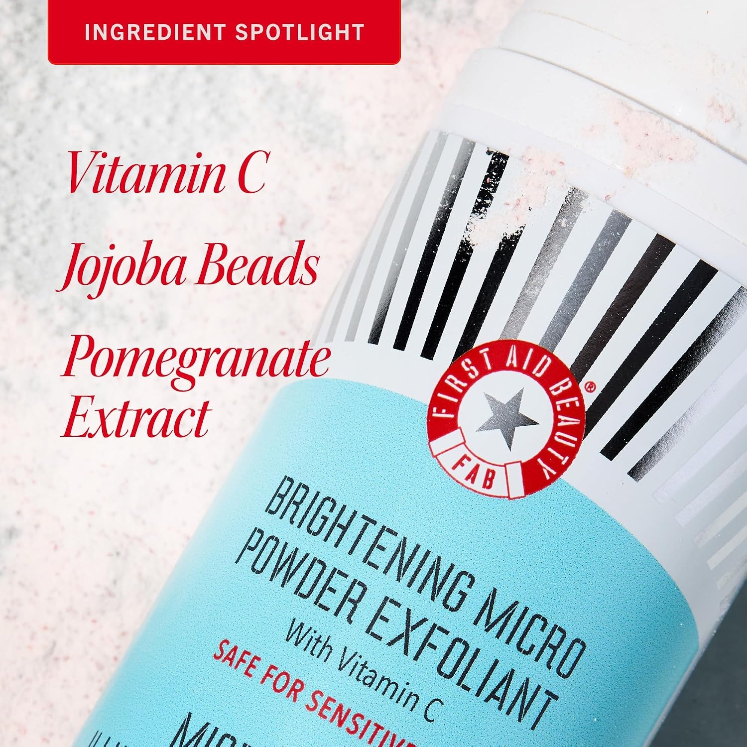 image:imageFirst Aid Beauty Micro Powder Exfoliant Face Exfoliator with Vitamin C amp Jojoba Beads UltraFine Face Scrub Revives Dull Skin 2 oz