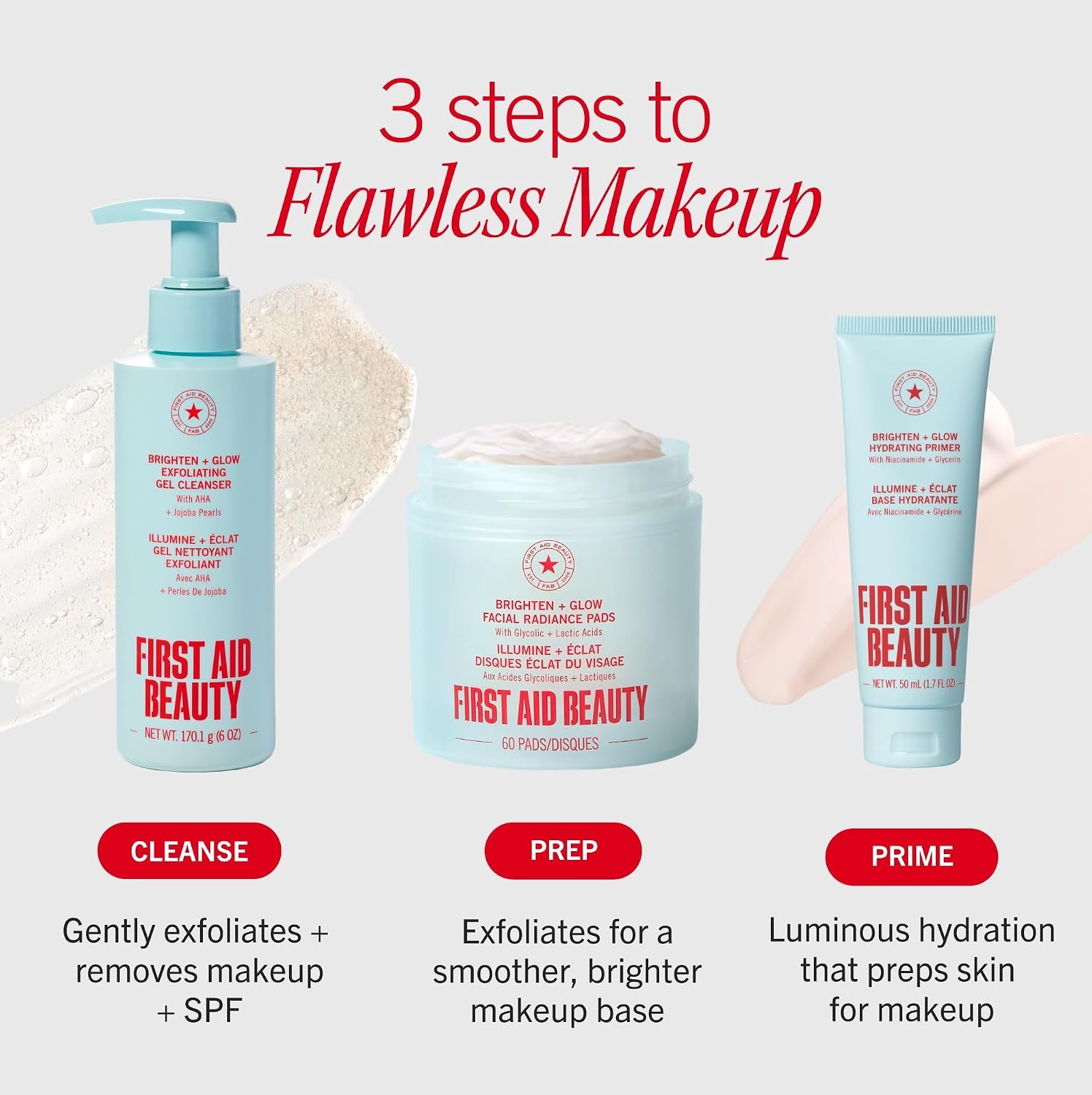 image:imageFirst Aid Beauty Make Up Prep Bundle Facial Radiance Pads 60 ct Hydrating Primer 17 oz