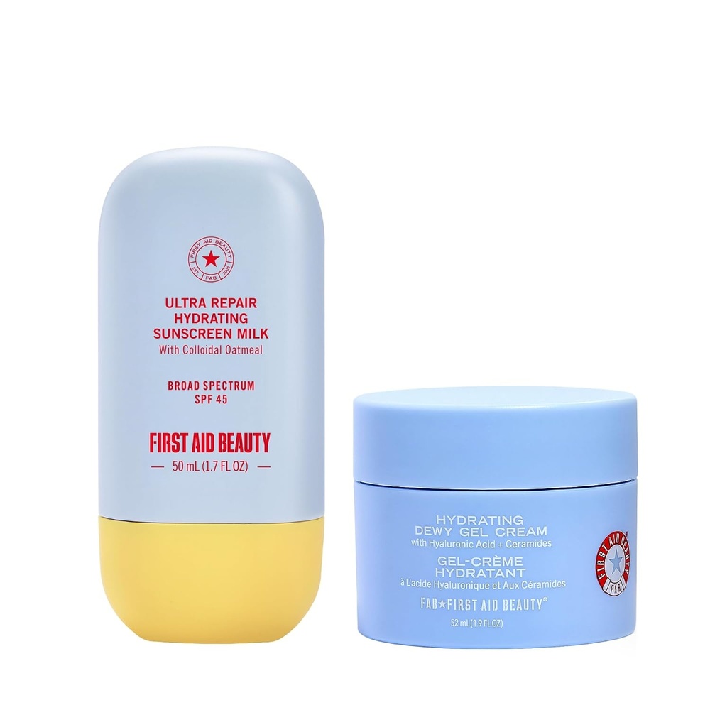 image:imageFirst Aid Beauty Summer Bundle  Hydrating Sunscreen Milk SPF 45 17 oz  Hydrating Dewy Gel Cream 19 fl oz