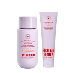 First Aid Beauty KP Bump Eraser Body Scrub, 4 oz, Unscented + First Aid Beauty KP Smoothing and Brightening Body Lotion, 6.7 fl oz, Peach Bundle
